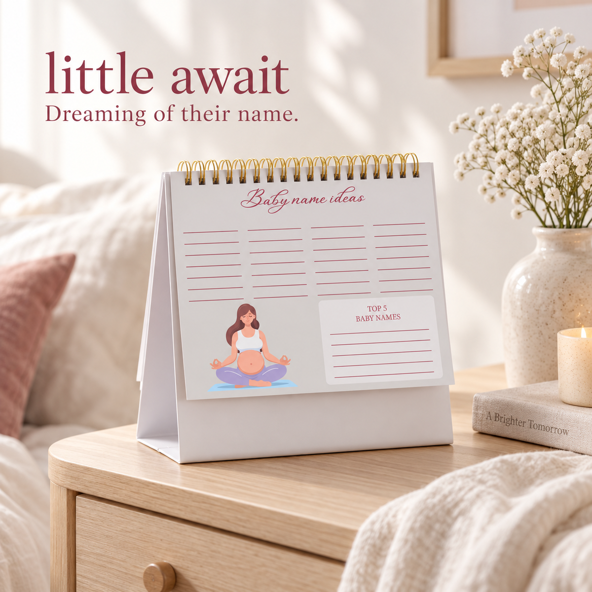 Baby-name ideas page on the Little Await pregnancy calendar — lifestyle setting